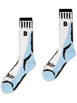 Doublet Two Dimensional pattern-intarsia socks - White