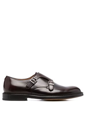 Doucal's almond-toe leather monk shoes - Brown