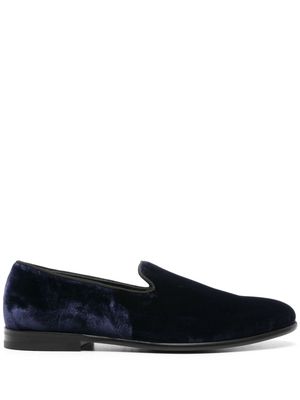 Doucal's almond-toe velvet loafers - Blue