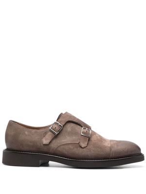 Doucal's buckle-detail suede monk shoes - Brown