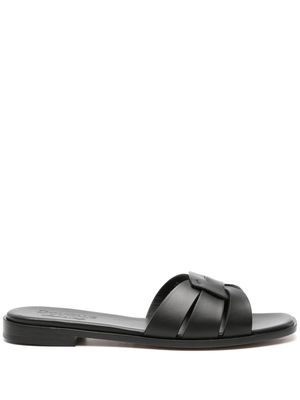 Doucal's cut-out leather slides - Black