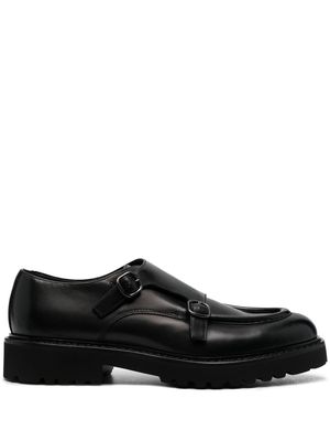 Doucal's double-buckle leather monk shoes - Black