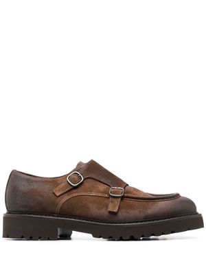 Doucal's double-buckle suede shoes - Brown