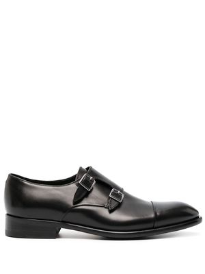 Doucal's double-strap leather monk shoes - Black