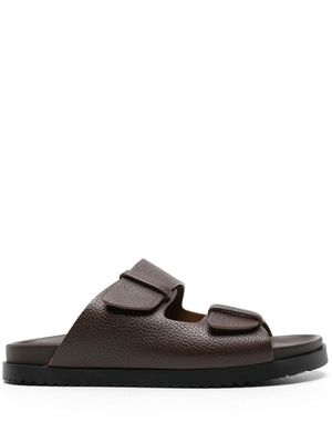 Doucal's double-strap leather slides - Brown