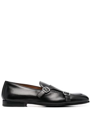 Doucal's double-strap smooth-leather monk shoes - Black