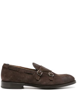 Doucal's double-strap suede monk shoes - Brown