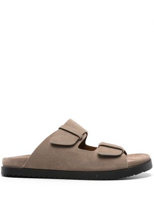 Doucal's double-strap suede slides - Neutrals