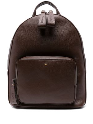 Doucal's grained-leather backpack - Brown