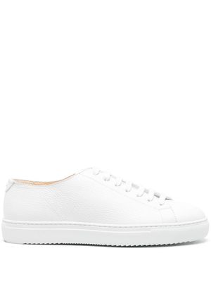 Doucal's grained leather lace-up sneakers - White