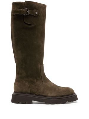 Doucal's knee-high suede boots - Green
