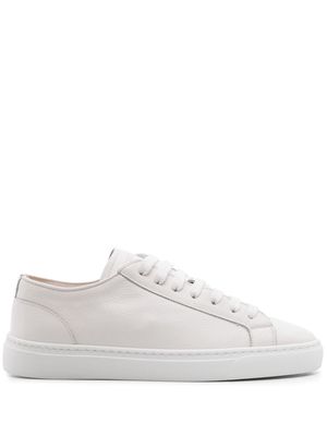 Doucal's logo-debossed leather snekaers - White