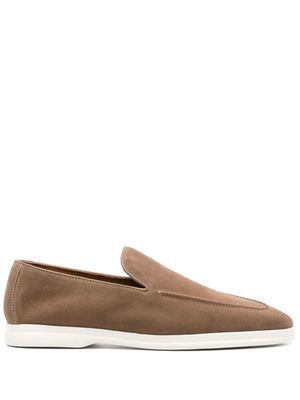 Doucal's moc-stitching suede loafers - Brown