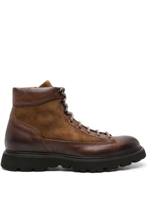 Doucal's panelled lace-up ankle boots - Brown