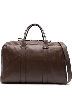 Doucal's pebbled leather holdall - Brown