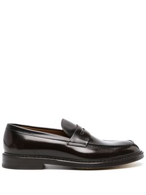 Doucal's penny slot polished leather loafers - Brown
