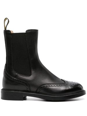 Doucal's perforated-detail leather ankle boots - Black