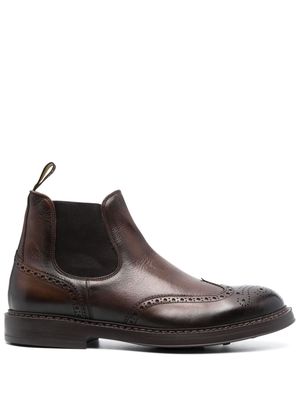 Doucal's perforated leather ankle boots - Brown