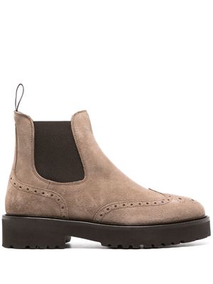 Doucal's perforated slip-on suede boots - Neutrals
