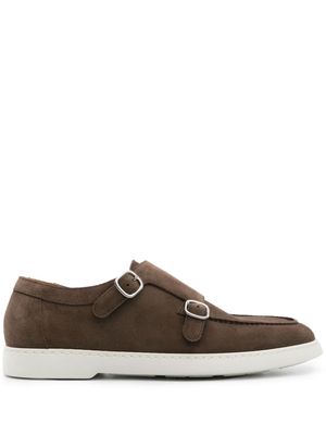 Doucal's round-toe suede monk shoes - Brown