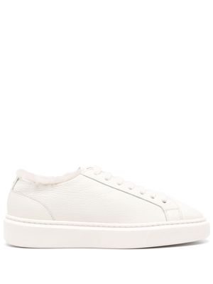 Doucal's shearling-lined leather sneakers - White
