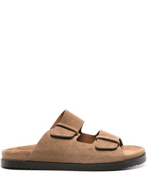 Doucal's touch-strap suede slides - Brown