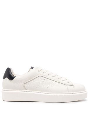 Doucal's tumbled leather sneakers - White