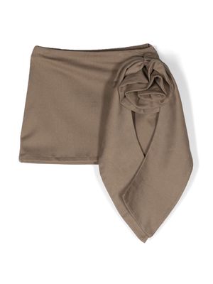 Douuod Kids appliqué-detailed belted miniskirt - Brown