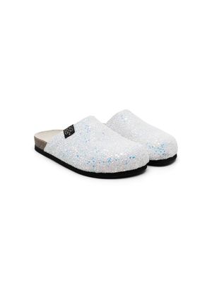 Douuod Kids Birky glitter-detail slippers - White