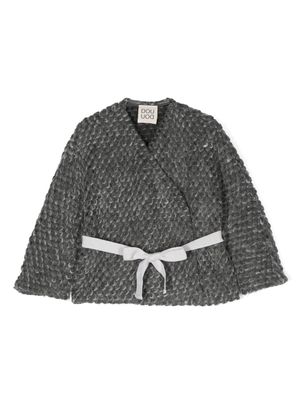 Douuod Kids brushed-effect belted cardigan - Grey