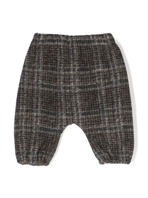 Douuod Kids check-pattern elasticated-waistband trousers - Brown