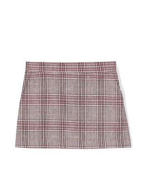 Douuod Kids check-pattern side-zip skirt - Red