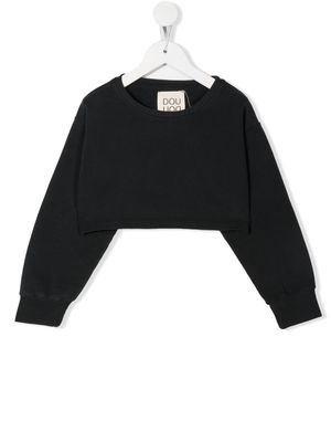 Douuod Kids cropped long-sleeve sweatshirt - Black