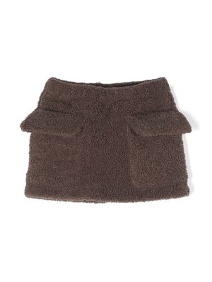 Douuod Kids flap-pockets fleece miniskirt - Brown