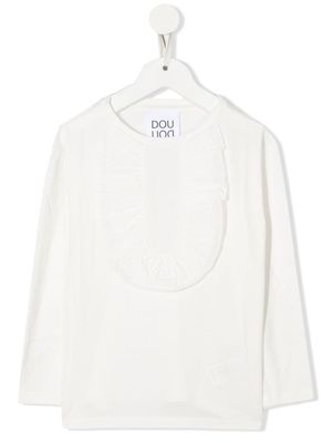 Douuod Kids frill-detail long-sleeve T-shirt - Neutrals