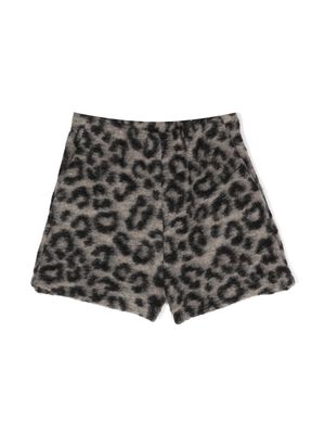 Douuod Kids leopard-print elasticated shorts - Black