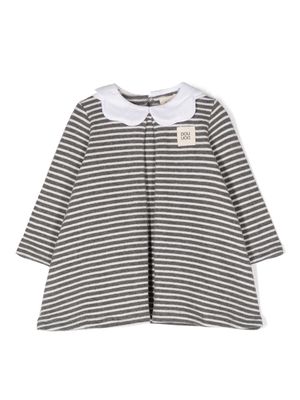 Douuod Kids logo-appliqué striped dress - Grey