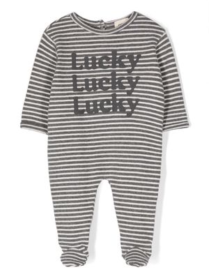 Douuod Kids logo-appliqué striped pajamas - Grey