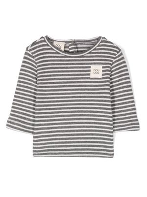 Douuod Kids logo-appliqué striped sweatshirt - Grey