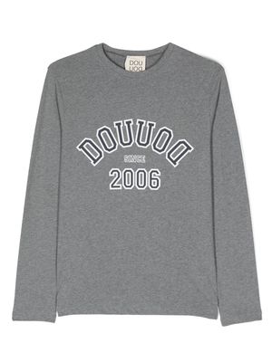 Douuod Kids logo-print cotton T-shirt - Grey