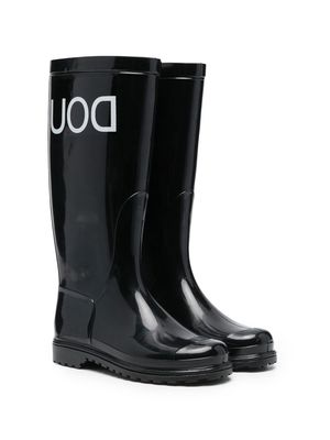 Douuod Kids logo-print rain boots - Black