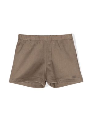 Douuod Kids logo-print twill shorts - Brown