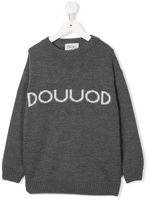 Douuod Kids logo-print virgin wool jumper - Grey