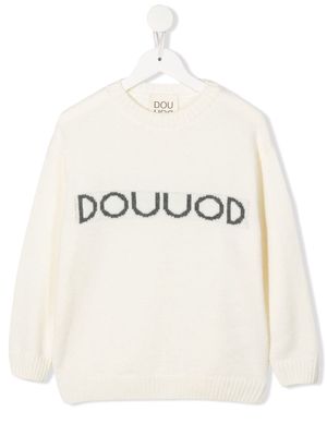 Douuod Kids logo-print virgin wool jumper - Neutrals