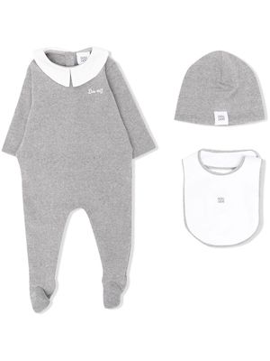 Douuod Kids marl-knit logo-embroidered bodysuit - Grey