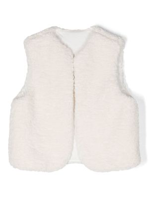 Douuod Kids open-front cotton fleece gilet - White