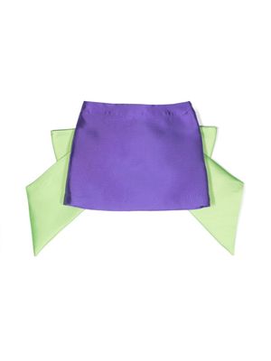 Douuod Kids oversize-bow satin-finish miniskirt - Purple
