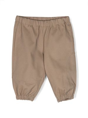 Douuod Kids panelled logo-print trousers - Brown