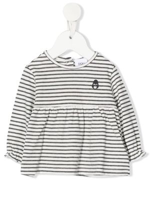 Douuod Kids patch-detail striped blouse - White