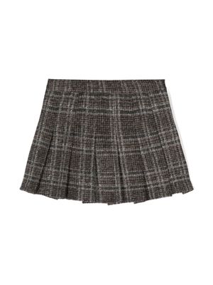 Douuod Kids plaid check-pattern pleated skirt - Brown